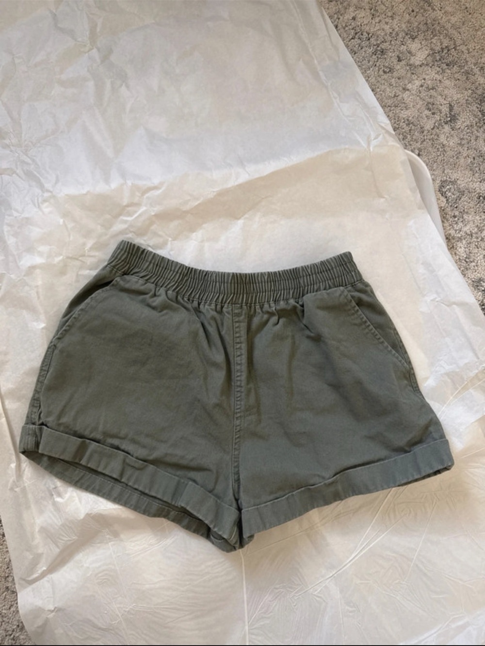 Forever 21 Olive Green High-Waist Elastic Shorts